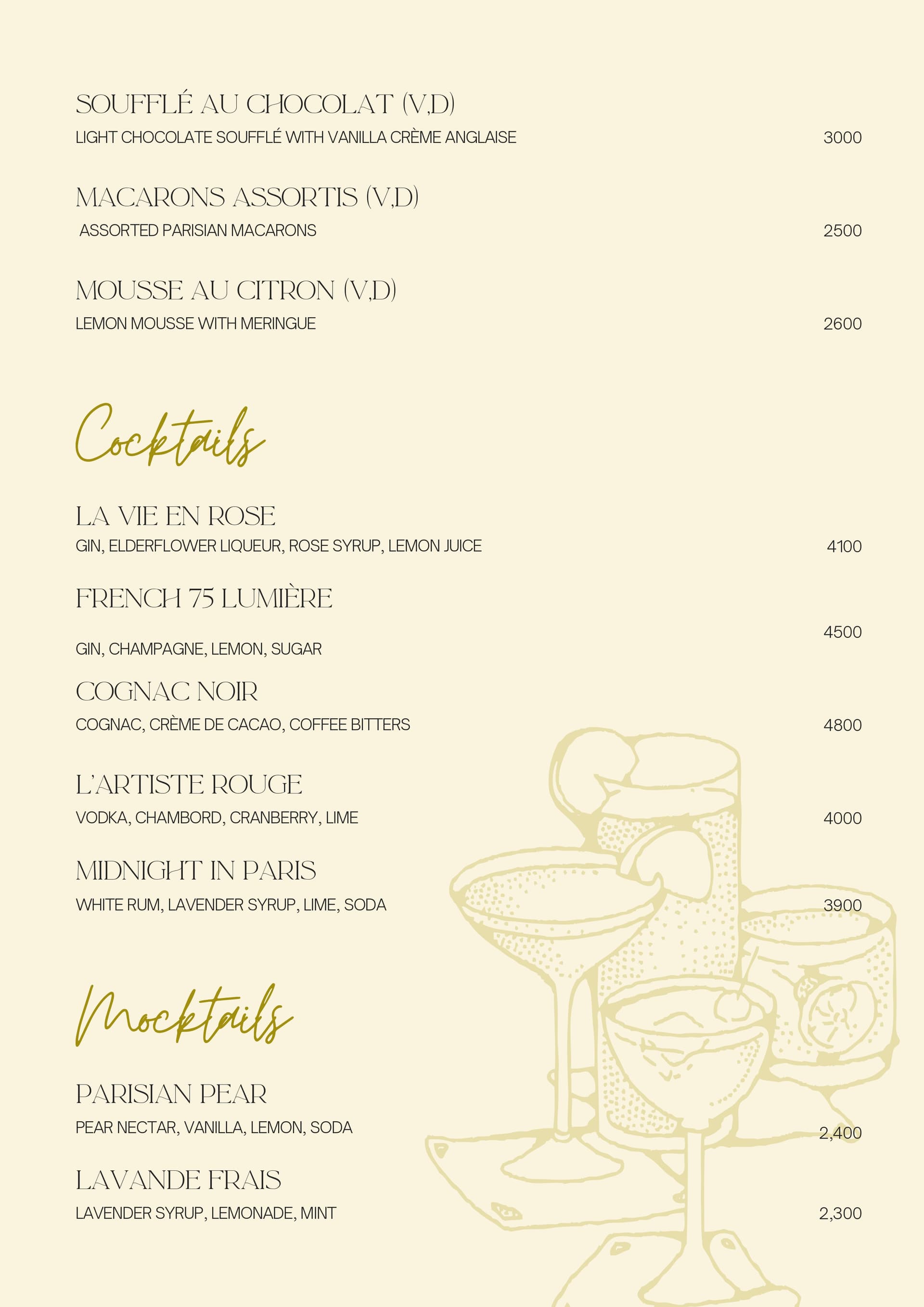 Lumière Menu Page 3